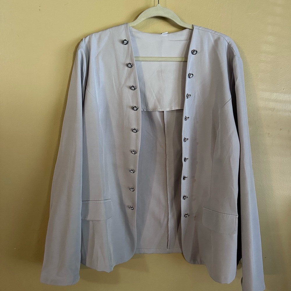 Cato Light Gray Button-Front Blazer